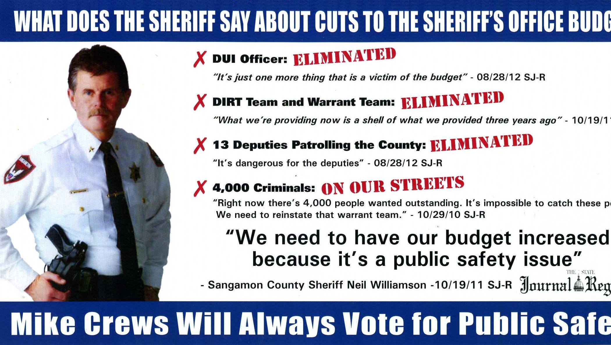 Bernard Schoenburg Democrat Crews Takes Gop Sheriff S Side In County Board Race Bernard Schoenburg Democrat Crews Takes Gop Sheriff S Side In County Board Race