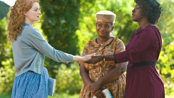 From left, Emma Stone, Octavia Spencer and Viola Davis lead the cast in 'The Help.' Spencer and Davis are both up for Oscars.
