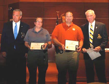 At the SAR presentation were, from left: Sheriff David B. Shoar, Kristine Keegan, Cpl. Sidney Mickler and William Roberts. Contributed photo
