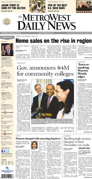 Front page of the MetroWest Daily News for 9/26/12