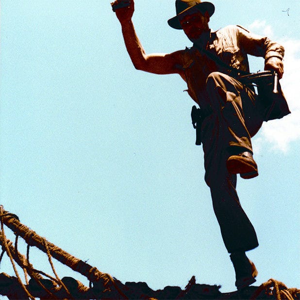 Stunt man Vic Armstrong doubling for Harrison Ford in a scene from "Indiana Jones and the Temple of Doom."
PARAMOUNT PICTURES PHOTO
