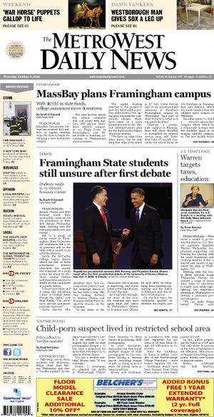 MetroWest Daily News front page 10/4/12