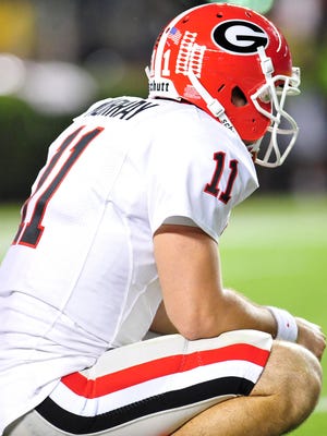 Georgia quarterback Aaron Murray threw for just 109 yards in the Bulldogs' loss to the Gamecocks on Saturday.