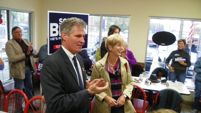U.S. Senator Scott Brown tours Framingham on Tuesday with former New Jersey Gov. Christine Todd Whitman. Whitman has endorsed Brown in his re-election bid for Senate.