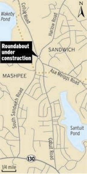 New roundabout under construction in Sandwich.