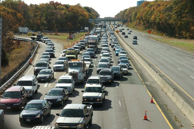 Traffic on Route 24 northbound near Route 27 in Brockton was backed up for miles because of a five-car accident in Avon on Tuesday morning.