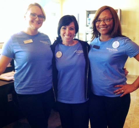 Front desk staff who worked during Healing Hands for Arthritis are Jessica, Chelsea, and Lafetra.