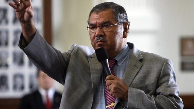 Sen. Mario Gallegos Jr., D-Houston, attempts to postpone a voter ID proposal from reaching the Senate floor in 2009. Gallegos represented Houston's Senate District 6 starting in 1995 and served two terms in the Texas House before that.