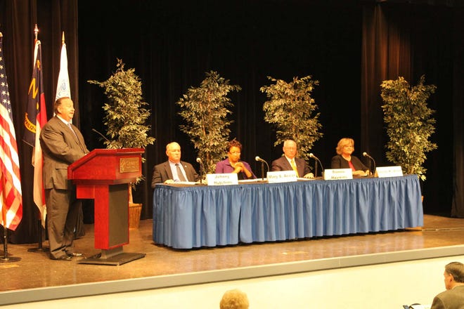 All four Cleveland County commissioner candidates attended Wednesday night's forum at Cleveland Community College.