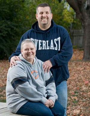 Don and Kirsten Lightfoot, photographed Monday, Oct. 8, 2012, at their home in Loves Park. Kirsten was diagnosed with breast cancer in March 2010. A little more than a year after finishing her treatments, a second instance of breast cancer appeared in November 2011.
