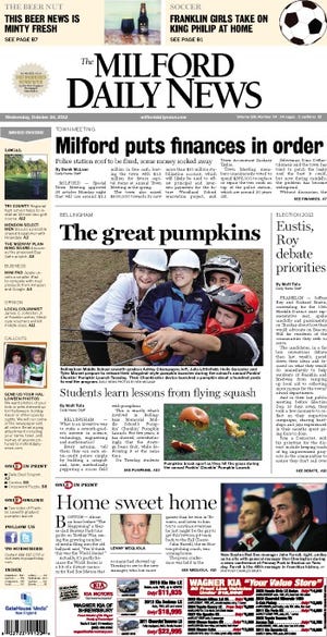 Front page of the Milford Daily News for 10/24/12