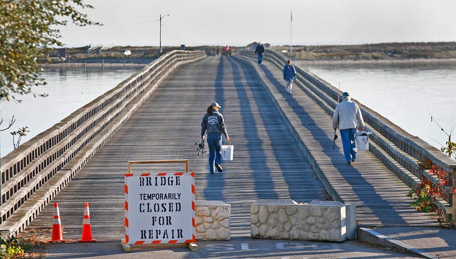 The Gurnet Bridge, built in 1892 was closed to car traffic on Thursday, Oct. 25, 2012, while repairs are made. The bridge connects Powder Point, Duxbury to the beach across the bay.
