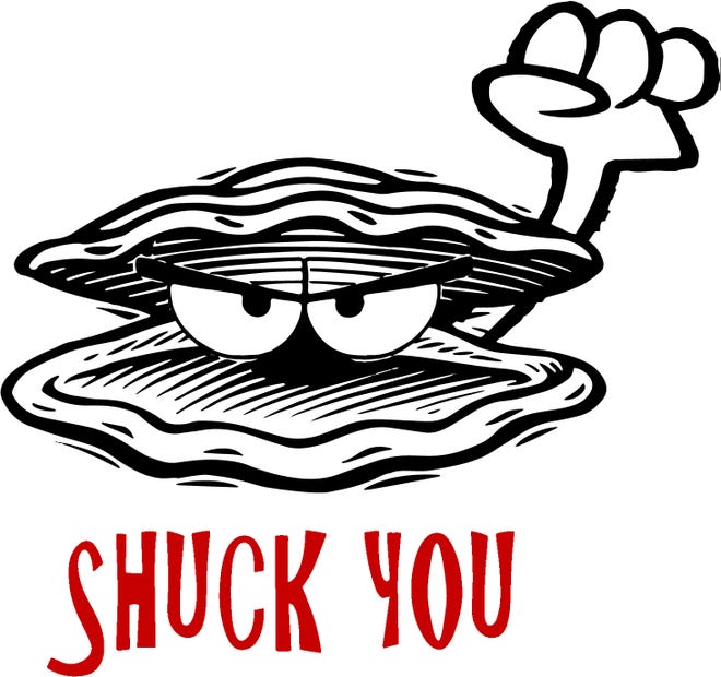 Shuck You T-shirts are available online with this logo. Look for the shirts, tanks, hats at ShuckYouOysters.com, as well as locally. “We are excited to announce that several local shops will be carrying our various types of merchandise come January 2013,” said Lauren Gall, a founding owner.