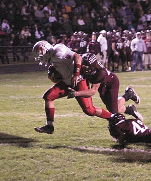 Tommy Reed scores the second touchdown for Constantine in the Falcons' win over Watervliet Friday.