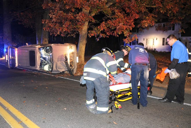 A woman was taken to a nearby hospital after her vehicle struck a utility pole in front of 540 West Chestnut St., Brockton, at about 6:20 p.m. Saturday. She reportedly swerved to avoid hitting a cat in the road.