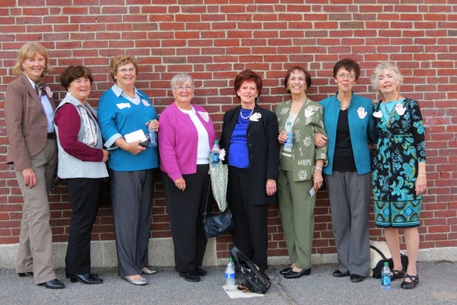 The Crazy Eight from the Montclair School in Quincy at the 100th anniversary of the school: left to right: Evelyn Meany, Dot Riley, Nancy Conroy, Clare Schrader, Eileen Fino., Bea Daggett, Kay Hicks, Eileen Devaney.