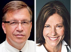 Republican incumbent Bobby Schilling, left, will face Democratic challenger Cheri Bustos for the 17th Congressional District seat in November.