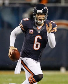 Chicago Bears quarterback Jay Cutler scrambles against the Detroit Lions during Monday night's game.