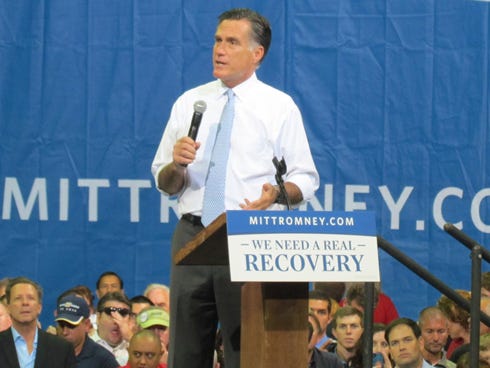 Andy Stempki captured this photo of Mitt Romney at the rally.