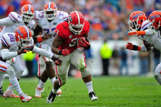 Georgia running back Todd Gurley is third in the SEC in yards per game, averaging 92.5 yards. Gurley quietly rushed for 118 yards on 27 carries against Florida last Saturday in Jacksonville, Fla.
