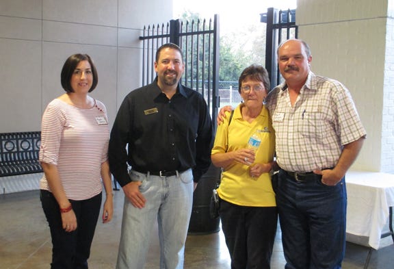 The Iberville Chamber of Commerce’s Annual Membership Appreciation Night was held Oct. 25 at the Bayou Plaquemine
Waterfront Park Pavilion. Pictured from left are Shawn Guerin and Brad Guerin of Fusion Architecture, incoming board chairman Marietta Krejci of Shintech and Bart Morgan, an Iberville Parish Councilman.