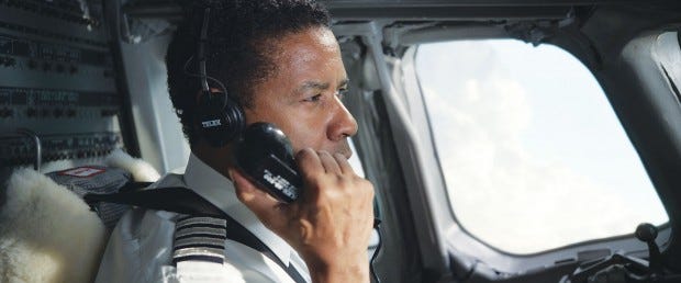 Denzel Washington stars in ‘Flight’ as a drug-addicted pilot who becomes a hero for his life-saving efforts during a plane crash. (AP PHOTO/PARAMOUNT PICTURES)