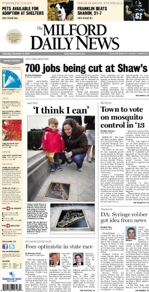 Milford Daily News front page 11/3/12