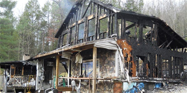 A home on Upper Smith Gap Road in Ross Township burned to the ground Sunday night.