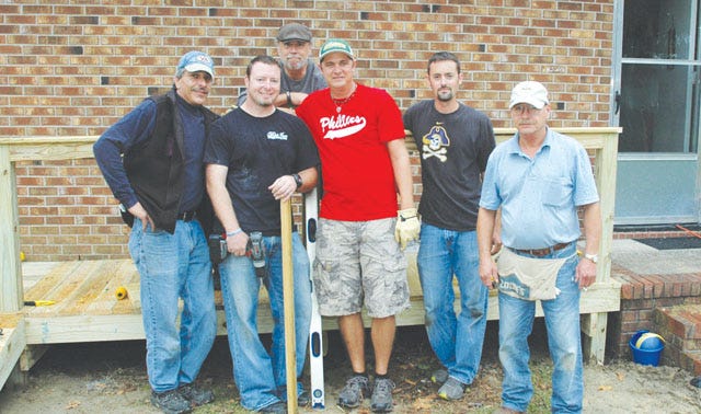 Members of the Christian Men’s Fellowship team, from left, are Steve Burkett, Chris Jenkins, John Galog, Richie Williamson, Brandon Rouse and Farmer Jenkins.