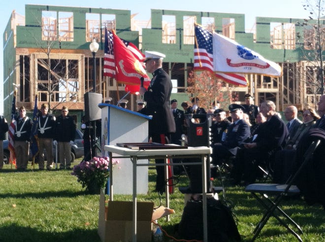 Brigadier General William F. Mullen, III, president of the US Marine Corps., spoke at the Memorial Garden dedication ceremony on Saturday, Nov. 10. Mullen served with Walter "Gator" O'Haire in Iraq.
