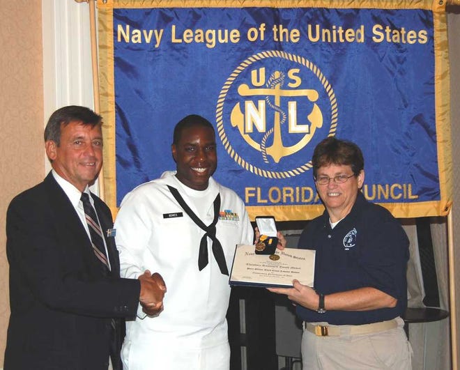Dennis Stokowski, president of Mayport Council; PO3 Lawson Bowes, Mayport Sea Cadets; and LCDR Sue Lounsberry, Mayport Sea Cadets. Contributed photo.