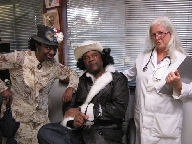 From left are La'Tanya Vanhemersveld as Ma Bertha; McLeod as Benny, Mike's partner-in-crime; and Elizabeth Rush as Dr. Hamilton.