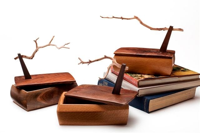 A series of "Branch Boxes" by Birdie Miller. 
 Contributed photo