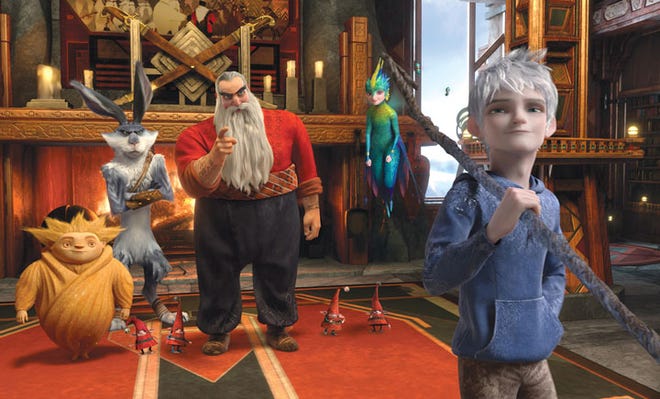 Paramount Pictures, DreamWorks Animation Bunnymund (left), voiced by Hugh Jackman, and North, voiced by Alec Baldwin, in "Rise of the Guardians."