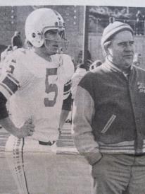 Mike Jauron, left, watches a play with late head coach Stan Bondelevitch during the Super Bowl season of 1972.
