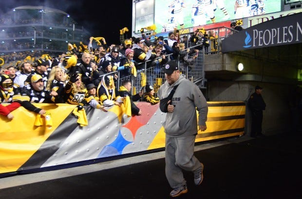 Ben Roethlisberger, shown here before Sunday's game against the Baltimore Ravens, welcomed a son with wife Ashley Wednesday night. Benjamin Roethlisberger Jr. weighed in at 7 lbs., 1 oz. and is just over 19 inches long.
