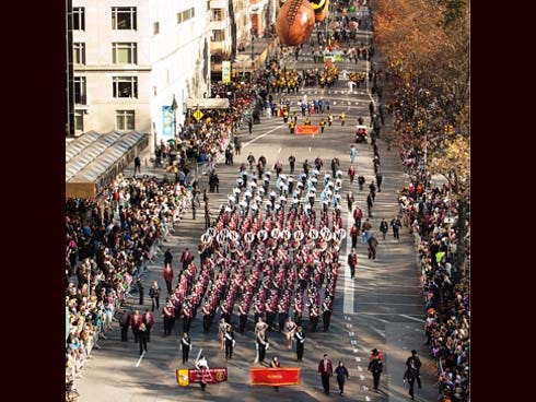 Niceville High School’s Eagle Pride Marching Band performs during Macy’s Thanksgiving Day Parade in New York.