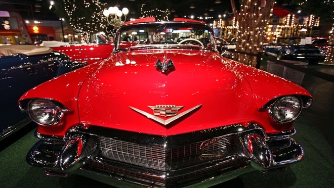 A 1956 Cadillac Series 62 convertible inside the John Staluppi Cars of Dreams Museum.