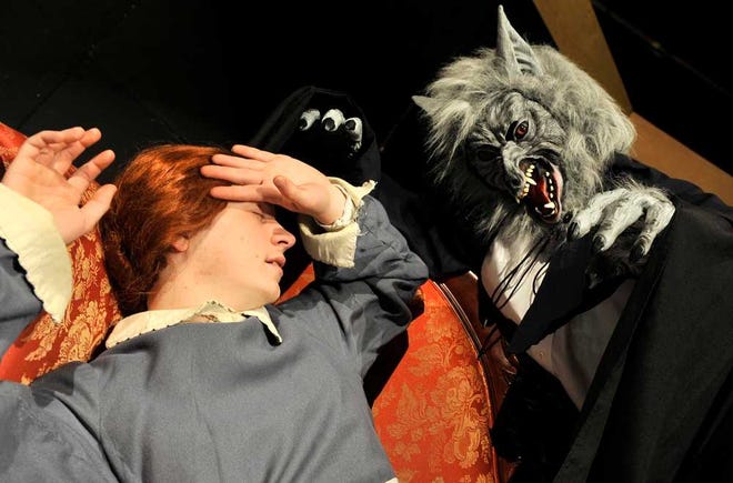 TheatreAC's production of "The Mystery of Irma Vep" features several characters played by two actors - David Downs, left, seen here as the maid Jane, and Josiah Castro, seen here as a werewolf. The comedy opens Friday.