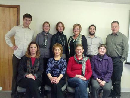 From left to right, back row: Jonathan Maddison–Tompkins, Jan Dempsey–Cortland, Denise Bentley–Livingston, Kelly Duby–Steuben, Nick Cecconi–Broome, Larry Kaminski–Allegany;
front row: Amber Simmons–Schuyler, Barb Hauck–Oneida-Herkimer, Cynthia Kloppel–Tompkins and Tina Hager-Chemung.