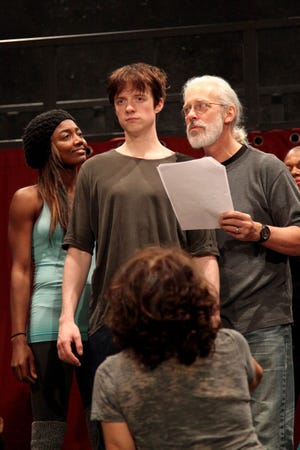At a recent rehearsal in New York, Patina Miller portrays the Leading Player, Matthew James Thomas is Pippin and Terrence Mann is the Emporer Charlemagne in the A.R.T.'s production of "Pippin."