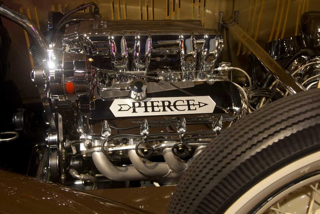 This Monday, Nov. 26, 2012 photo shows the motor from a 1929 Pierce-Arrow car in North Palm Beach, Fla. John Staluppi calls his private collection the Cars of Dreams Museum and it's easy to see why. Dozens of iconic automobiles from the museum are going on the auction block Dec. 1, from a Harley owned by Evel Knievel to a Batmobile recreation signed by the cast to vintage ice cream and fire trucks. He's also putting up for bits an ecclectic gathering of Americana, from a reproduced Bob's Big Boy diner to a massive Lionel train spread to a working 1918 carousel.(AP Photo/J Pat Carter)