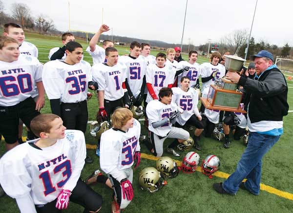 Photo by Tracy Klimek/New Jersey Herald - Seventh and eighth grade players from West Milford and High Point formed the winning team in a North Jersey Youth Football League All-Star game Dec. 1, topping a combined team of Kittatinny and Vernon all-stars.