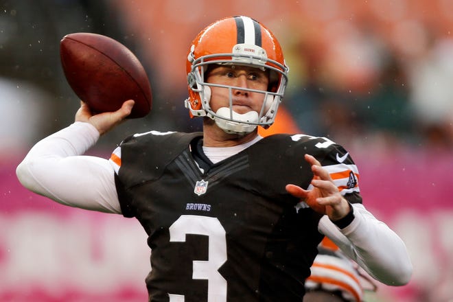Cleveland Browns quarterback Brandon Weeden passes against the San Diego Chargers in the third quarter of an NFL football game on Sunday, Oct. 28, 2012, in Cleveland.