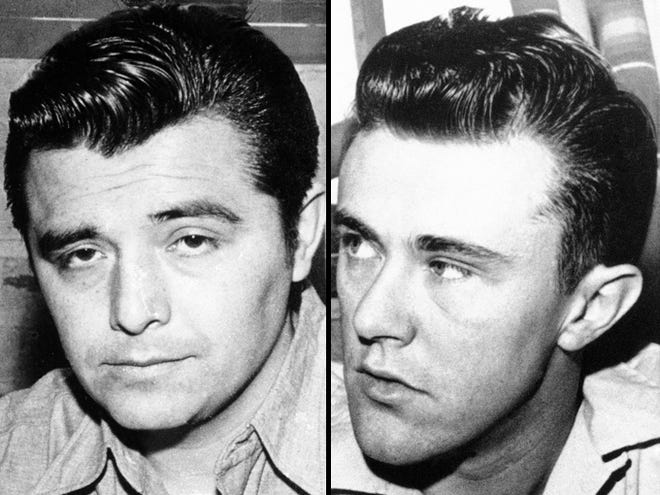 Perry Smith, left, and Dick Hickock, the "In Cold Blood" killers, are suspected of killing the Walker family in Sarasota in 1959. (AP photos)
