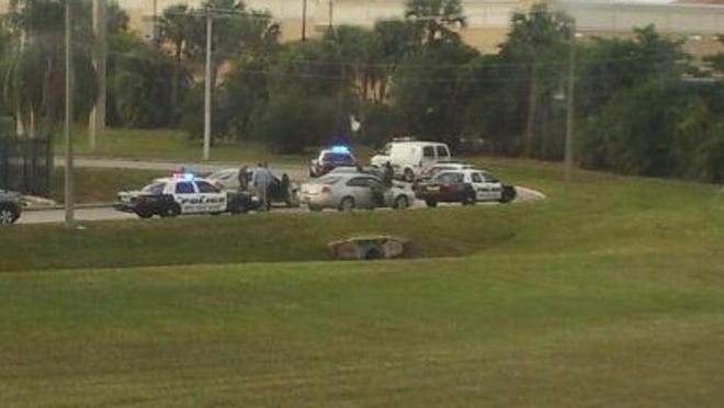 A view of police activity following the attempted robbery of an armored car in West Palm Beach.