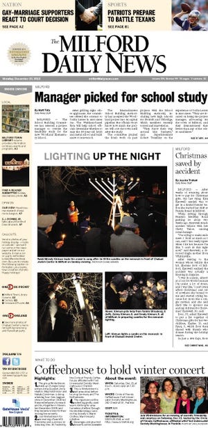 Front page of the Milford Daily News for 12/10/12