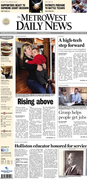 Front page of the MetroWest Daily News for 12/10/12