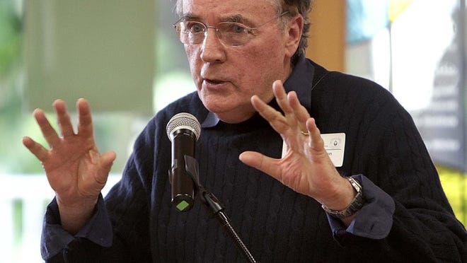 Best-selling author James Patterson addresses 90 communications and creative writing students at Dreyfoos School of the Arts in West Palm Beach last December.