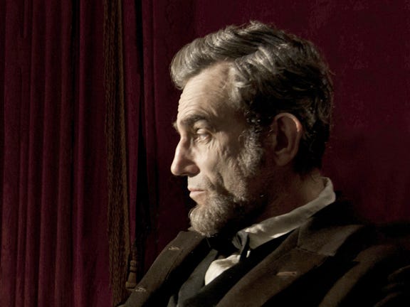 Daniel Day-Lewis portrays Abraham Lincoln in the film "Lincoln."